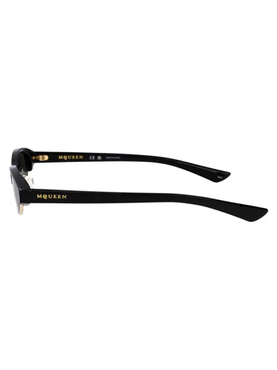 Alexander Mcqueen Black-black-grey Recycled Acetate Sunglasses In Black