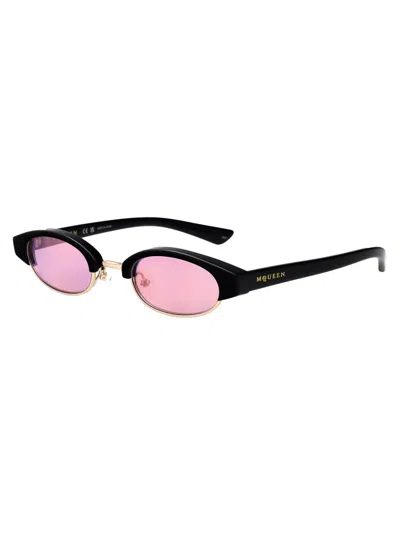 Alexander Mcqueen Black-black-pink Recycled Acetate Sunglasses In Pink