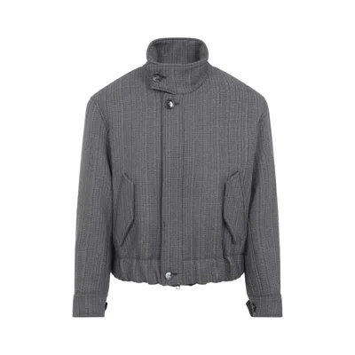 Ami Alexandre Mattiussi High Collar Jacket With Elasticated Hem And Pockets In Gray