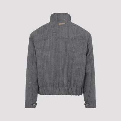Ami Alexandre Mattiussi High Collar Jacket With Elasticated Hem And Pockets In Gray