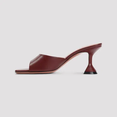 Amina Muaddi Wine Red Nappa Leather Lupita 70 Slippers In Animal Print