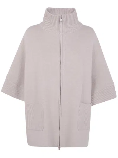Anneclaire Wool & Cashmere Knit Fabric Cape In Neutral