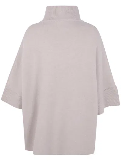 Anneclaire Wool & Cashmere Knit Fabric Cape In Neutral