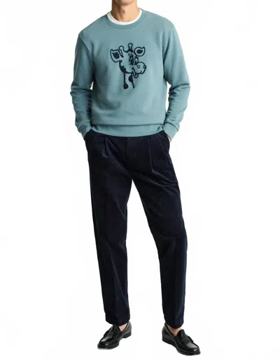 Bonobos Geoffrey Crew Neck Long Sleeve Sweatshirt In Goblin Blue In Multi