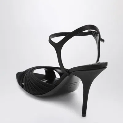 Balenciaga Black Dynastie Satin Sandals In Animal Print