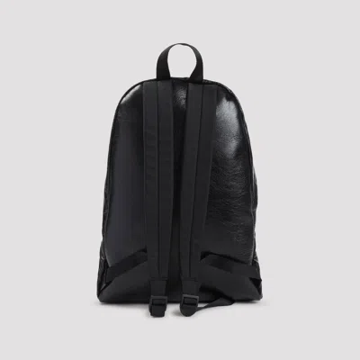 Balenciaga Black Explorer Backpack In Leather With Printed Stickers