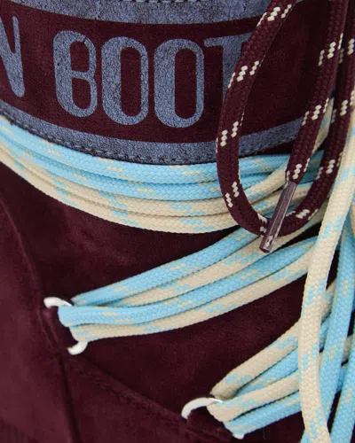 Moon Boot Icon Low Suede Laces Ankle Boots In Burgundy