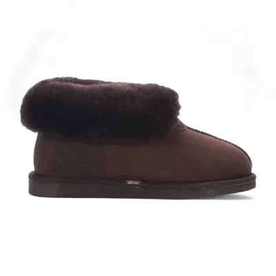 Infinity Leather Women's Sheepskin Suede Ankle Brown Slip-on Bootie Winter - Glacier In Multi