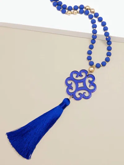 Zenzii Pendant Tassel Necklace In Cobalt In Blue