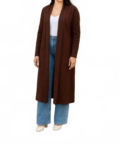 A.c.g. Los Angeles Clover Fine Knit Midi Cardi Cardigan With Pockets In Chocolate In Brown