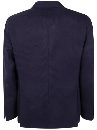Barba Napoli Bactive Mono Textured Blazer In Blue