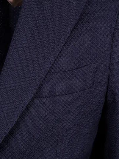 Barba Napoli Bactive Mono Textured Blazer In Blue