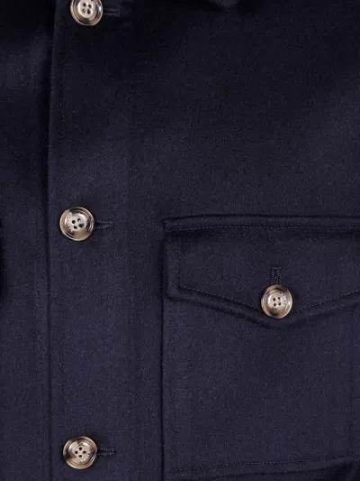 Barba Napoli Park Buttoned Pocket Shirt Jacket In Blue