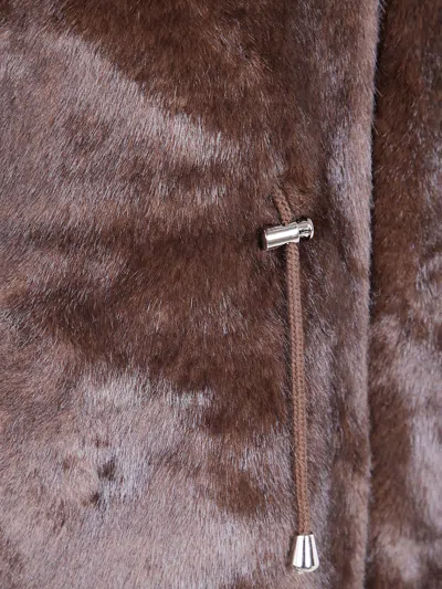 Betta Corradi "mink" Hooded Full Zip Sleeveless Jacket In Brown