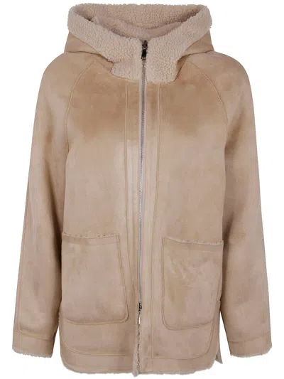 Betta Corradi "mont" Reversible Hooded Full Zip Jacket In Neutral