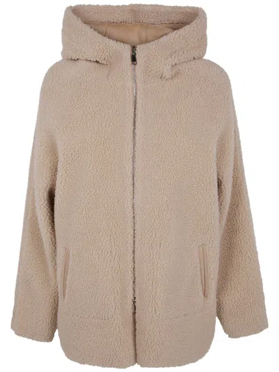 Betta Corradi "mont" Reversible Hooded Full Zip Jacket In Neutral