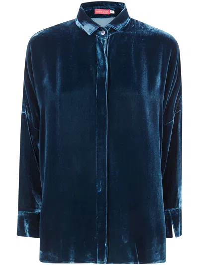 Bianco Levrin Velvet Shirt In Blue