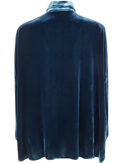 Bianco Levrin Velvet Shirt In Blue