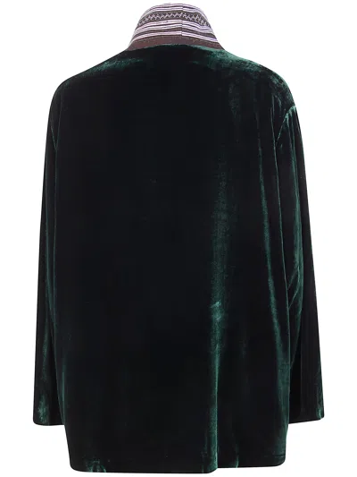Bianco Levrin Patterned Velvet Jacket In Green