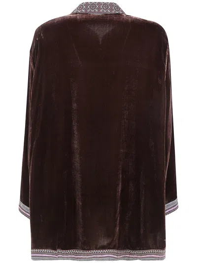 Bianco Levrin Velvet Button Jacket In Brown