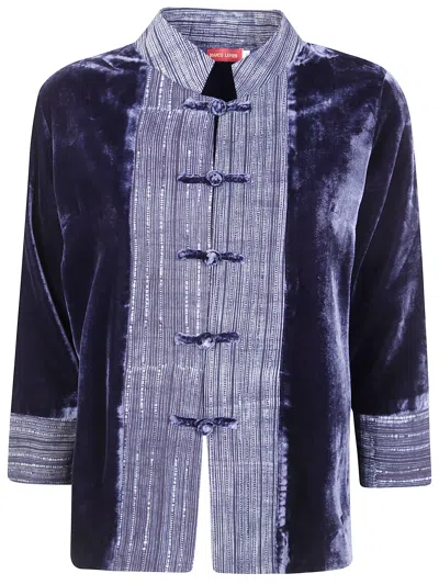 Bianco Levrin Velvet Button Jacket In Multi