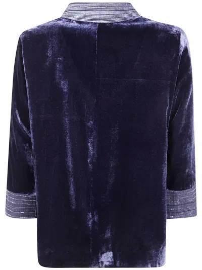 Bianco Levrin Velvet Button Jacket In Multi