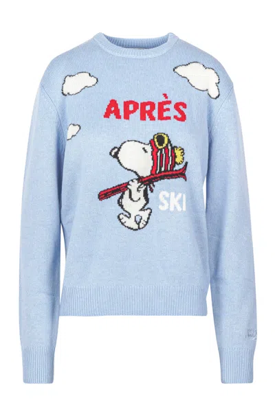 Mc2 Saint Barth Woman Sweater With Snoopy Print Peanuts Special Edition In Blue