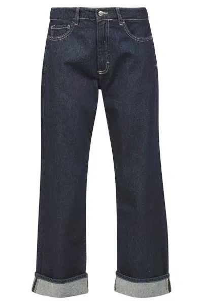 Icon Denim Denim Trousers With Belt Loops In Blue