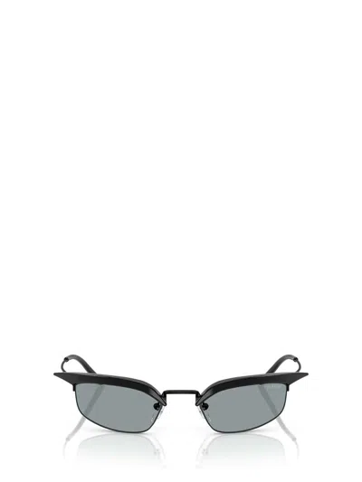 Prada Womens Pr B50s Rectangle-frame Metal Sunglasses Black In Blue