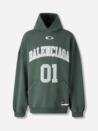 Balenciaga Hoodie Featuring Basketball Theme And Kangaroo Pocket In Black