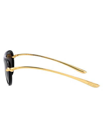 Bottega Veneta Black-gold-grey Bio Injection Sunglasses In Neutral