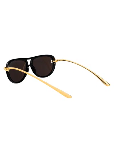 Bottega Veneta Black-gold-grey Bio Injection Sunglasses In Neutral