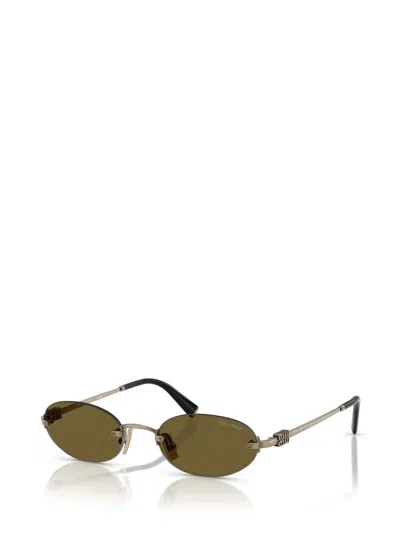 Miu Miu Womens Gold A54s Oval-frame Metal Sunglasses In Gold