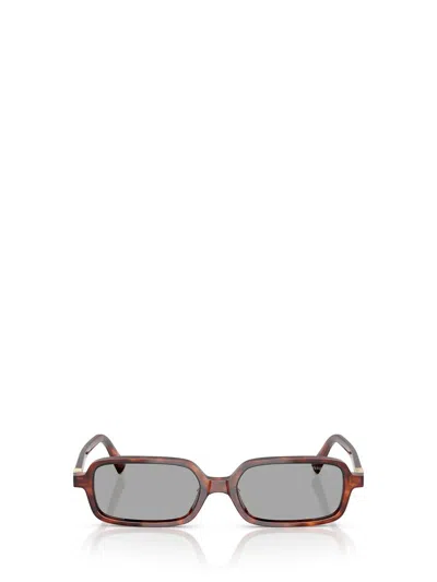 Miu Miu Logo Acetate Rectangle Sunglasses In Brown
