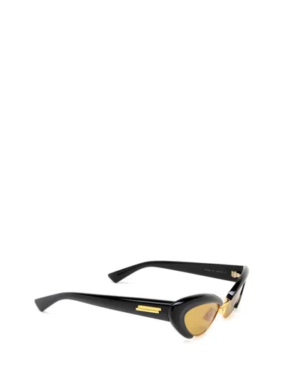 Bottega Veneta Bv1387s Linea Ribbon 001 Black Yellow Sunglasses In Black