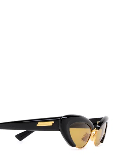 Bottega Veneta Bv1387s Linea Ribbon 001 Black Yellow Sunglasses In Black