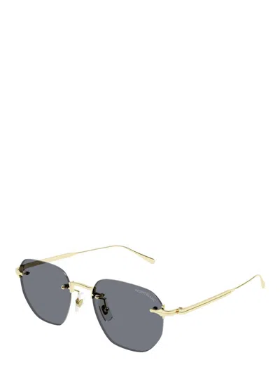 Montblanc Mb0404s Linea Nib 001 Gold Grey Sunglasses