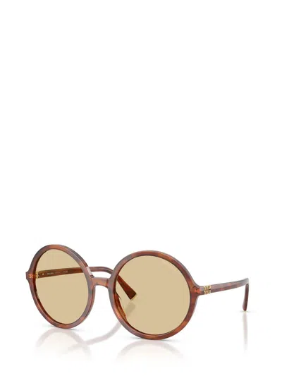 Miu Miu Round Frame Sunglasses In Brown