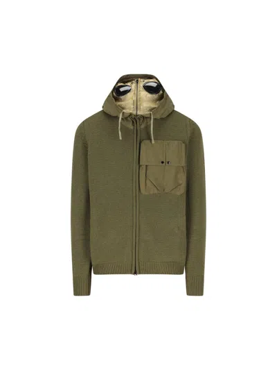 C.p. Company Zip-up Patch-pocket Hoodie In Green