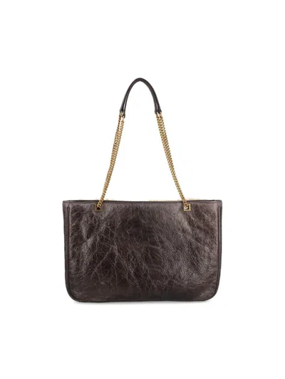 Valentino Viva Superstar Small Shearling Shopping Shoulder Bag In Brown