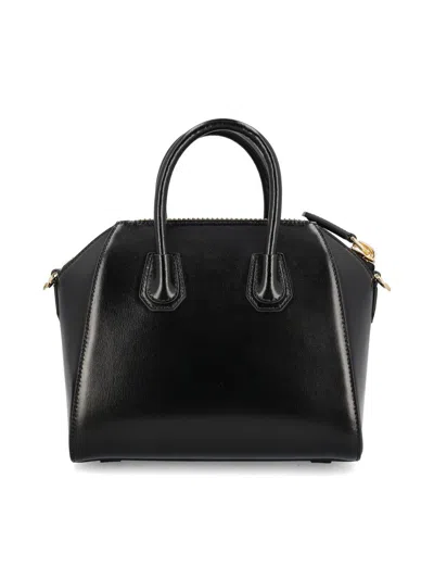 Givenchy Mini Antigona Box Leather Tote Bag With Two-way Carrying Option In Black