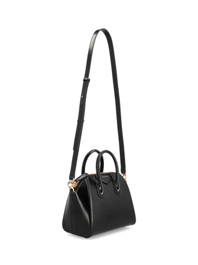 Givenchy Mini Antigona Box Leather Tote Bag With Two-way Carrying Option In Black