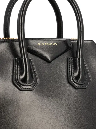 Givenchy Mini Antigona Box Leather Tote Bag With Two-way Carrying Option In Black