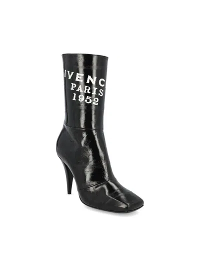 Givenchy Sliced Square Patent Leather Ankle Boots In Animal Print