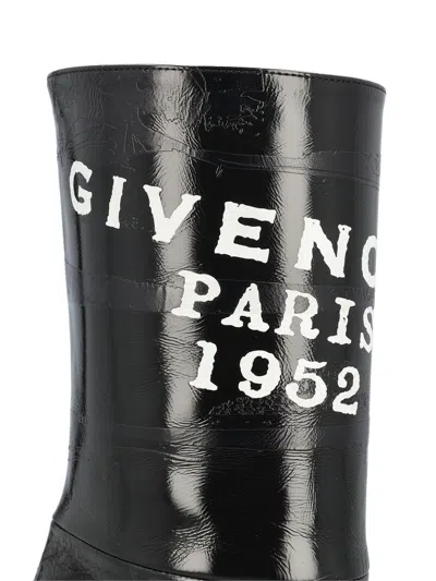 Givenchy Sliced Square Patent Leather Ankle Boots In Animal Print