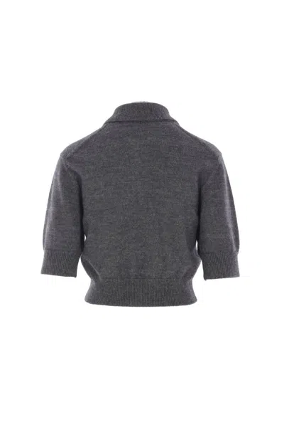 Givenchy Cropped Wool And Alpaca Polo Sweater In Gray