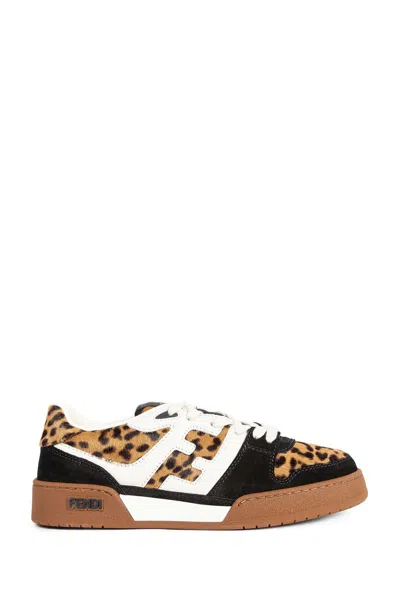 Fendi Low-top Platform In Multicolor Cavallino Calfskin And Suede In Animal Print