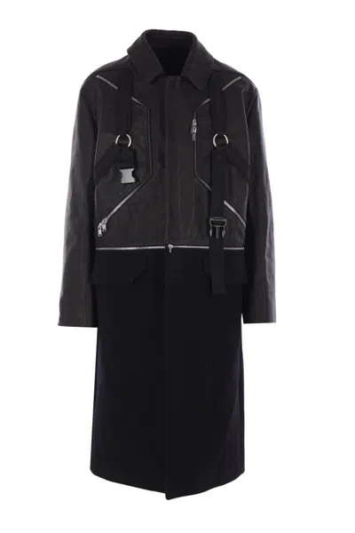 Rick Owens Long Sleeve Collared Coat Front Pockets In Black