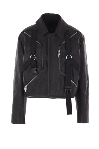 Rick Owens Long Sleeve Collared Coat Front Pockets In Black