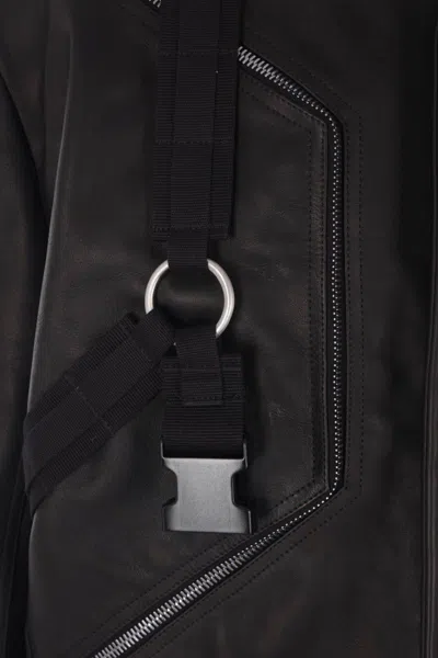 Rick Owens Long Sleeve Collared Coat Front Pockets In Black